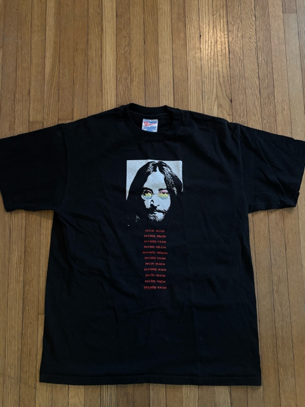 Vintage 1991 John Lennon BlackSingle Stitch T-shirt LG Front and back print